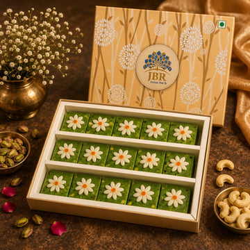 Kaju Paan Barfi Square With Flower